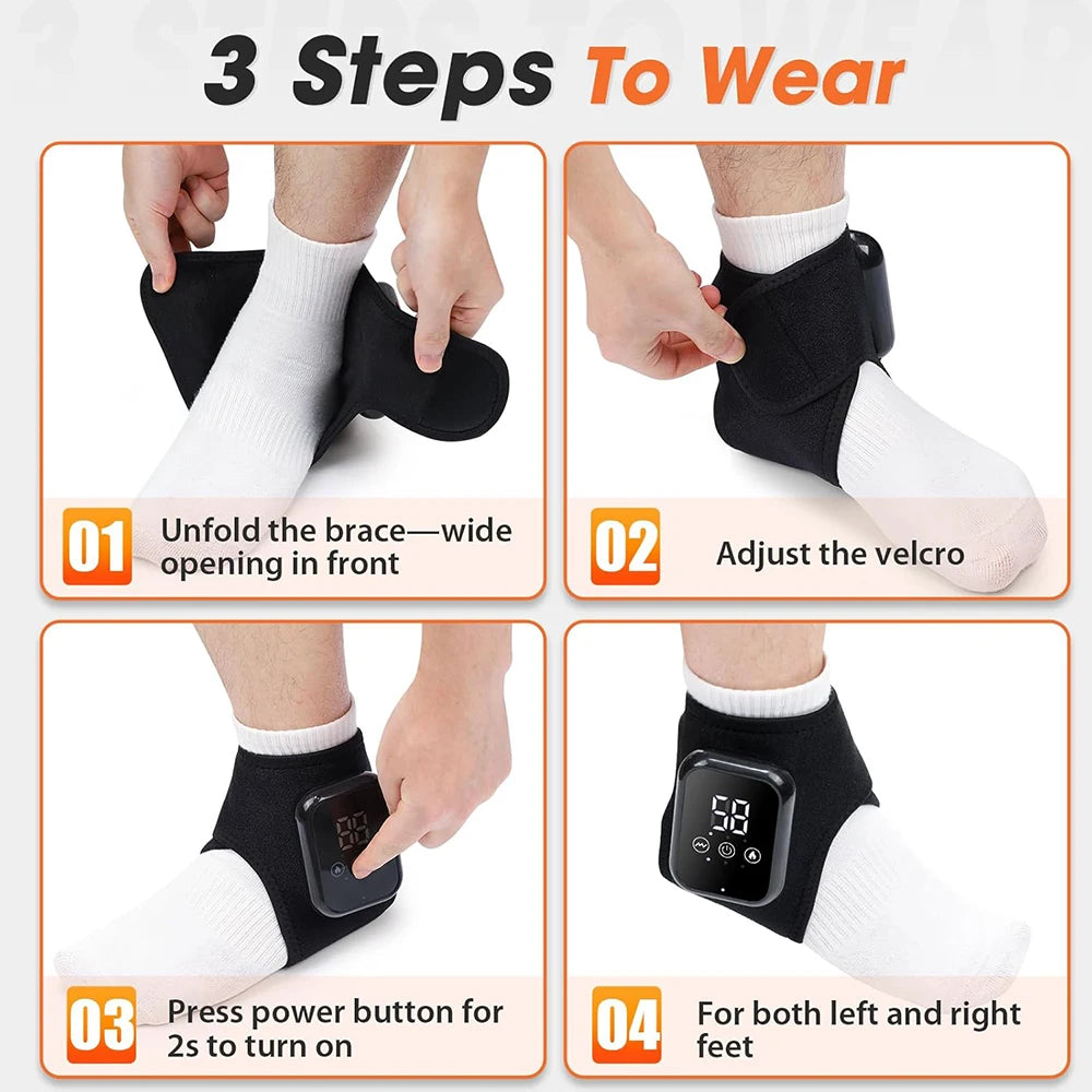 Heated Ankle Brace With Vibration USB Rechargeable Foot Massager