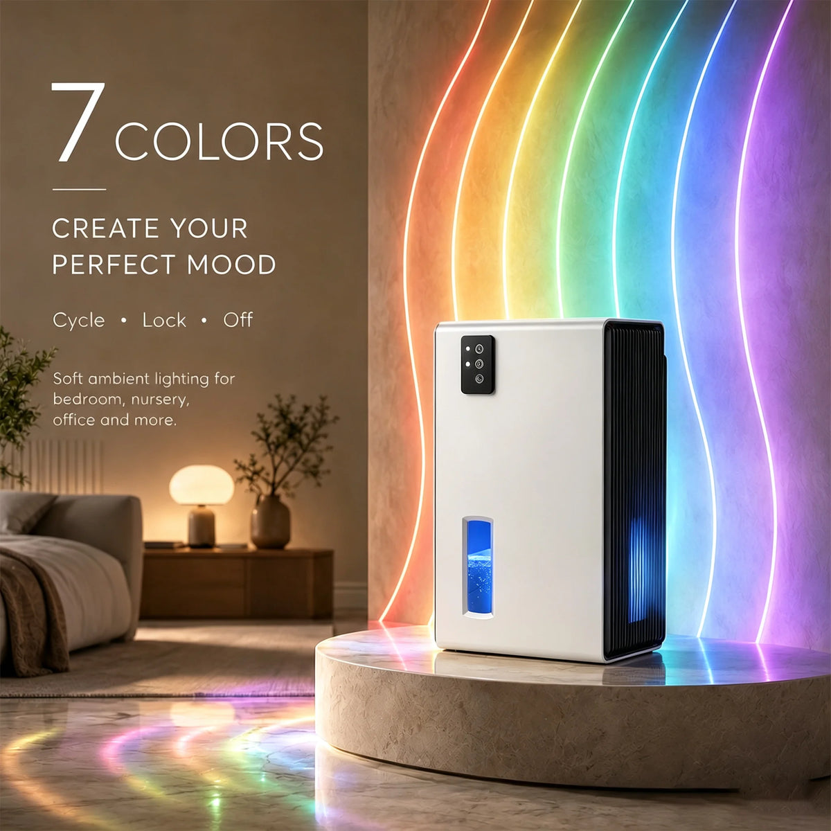 Home Portable Quiet Dehumidifier Semiconductor Moisture Remover 34OZ Daily Dehumidification Auto Stop Design For Bedroom Bathroom Wardrobe Small Apartment