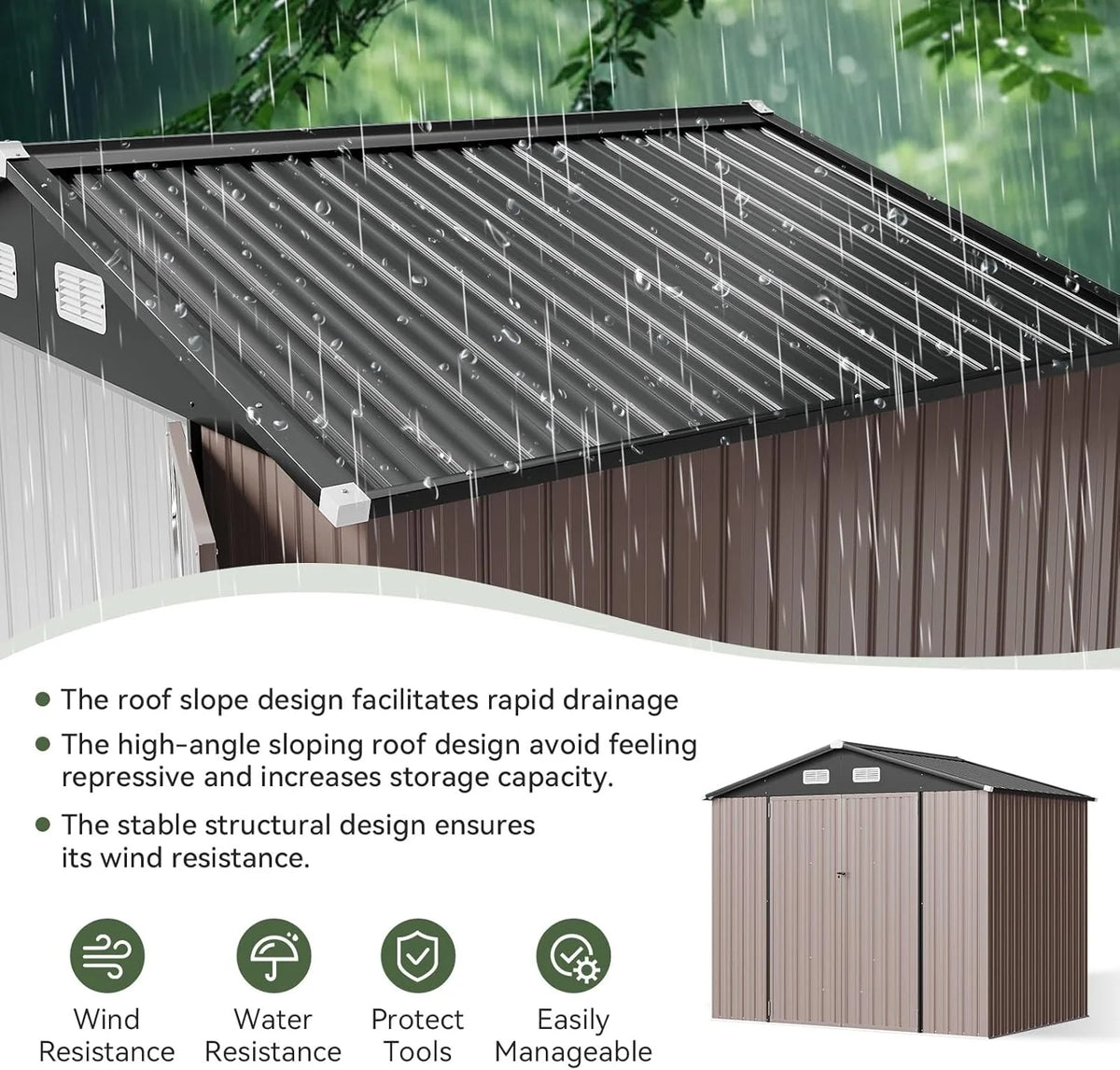 Nordivale Metal Outdoor Storage Shed With Lockable Door