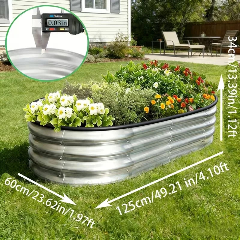 NOREMOCO Galvanized Metal Raised Garden Bed Planter With Open Bottom