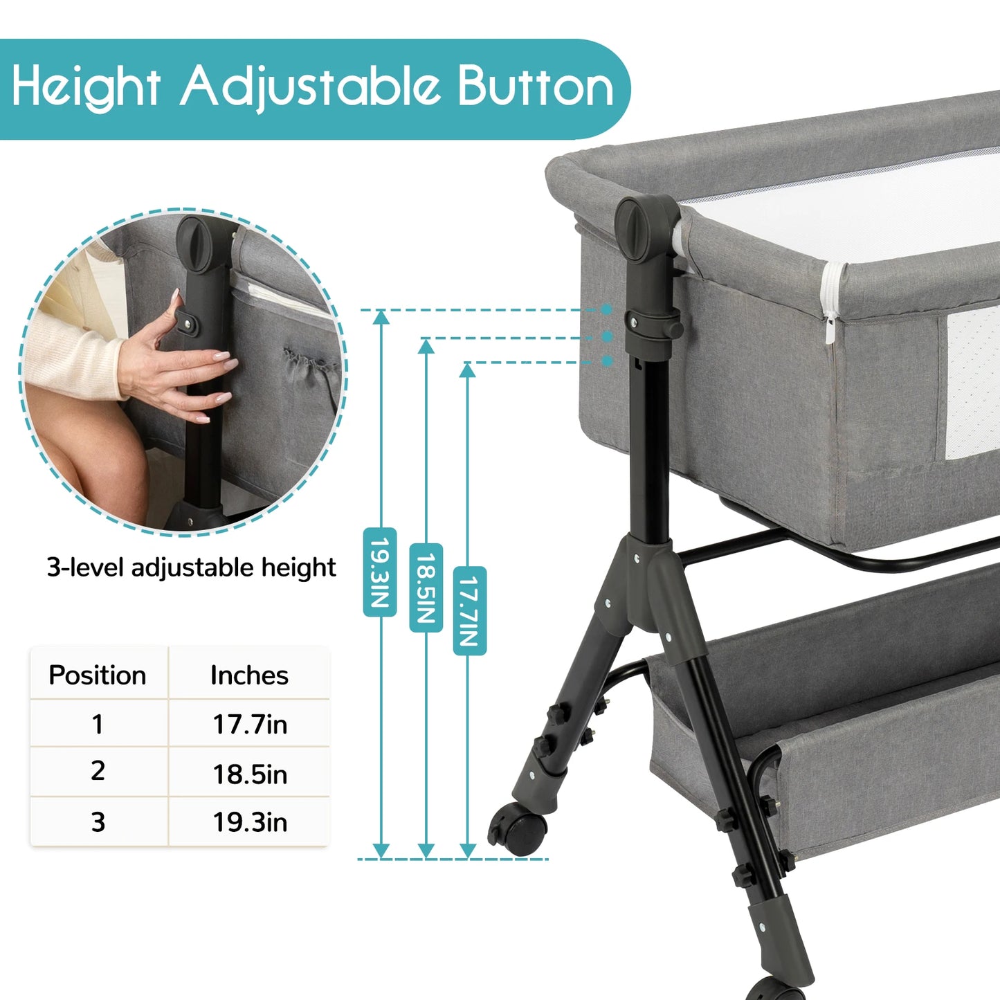 3-In-1 Baby Bassinet Bedside Sleeper Cradle For Newborns