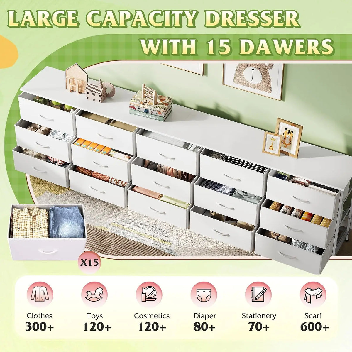 GALAXHERO Modern TV Stand Cabinet With Ample Drawer Storage