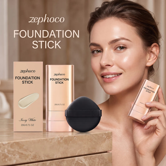 Zephoco Concealer Foundation Stick Full Coverage Silky Texture Lightweight Waterproof Brightening Moisturizing Base Even Skin Tone Makeup