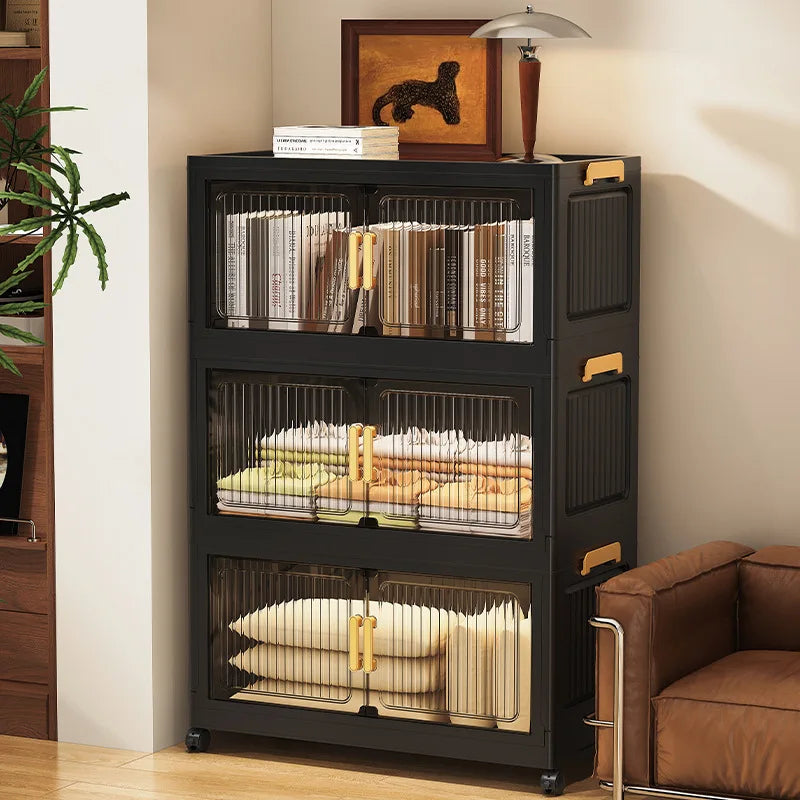 Onenoble Foldable Plastic Storage Cabinet With Transparent Door