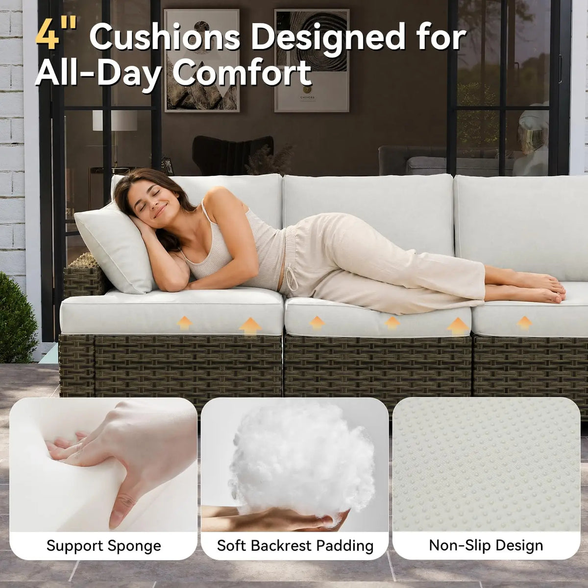 AOXUN Luxury Outdoor Rattan Sectional Sofa Set With Swivel Chairs