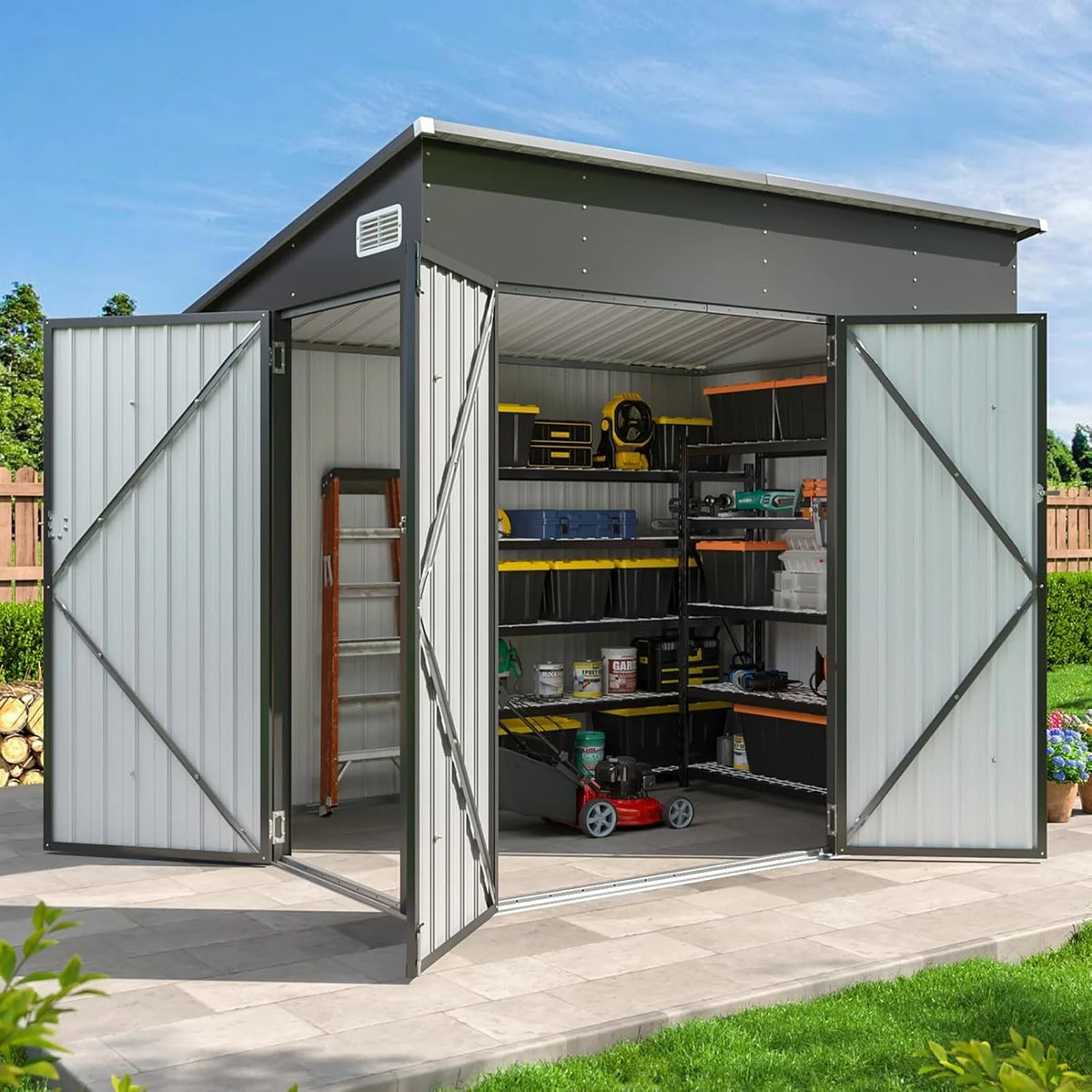 Nordivale Triple Door Metal Storage Shed With Secure Locks
