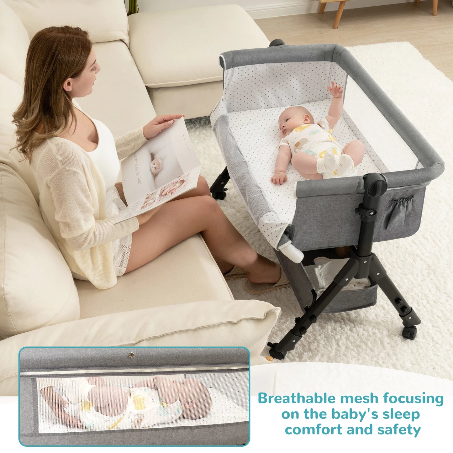 3-In-1 Baby Bassinet Bedside Sleeper Cradle For Newborns