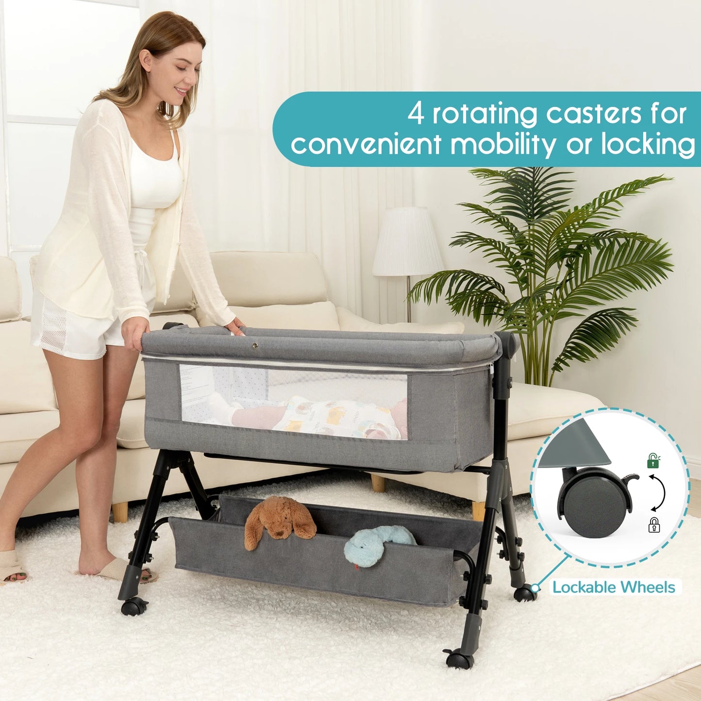 3-In-1 Baby Bassinet Bedside Sleeper Cradle For Newborns