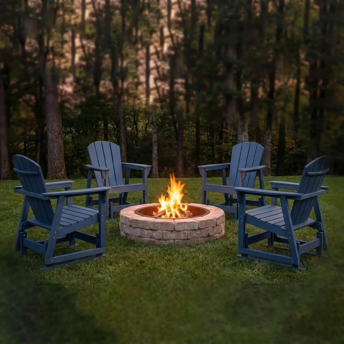 Aoxun HDPE Outdoor Rocking Chair With Cushioned Seat