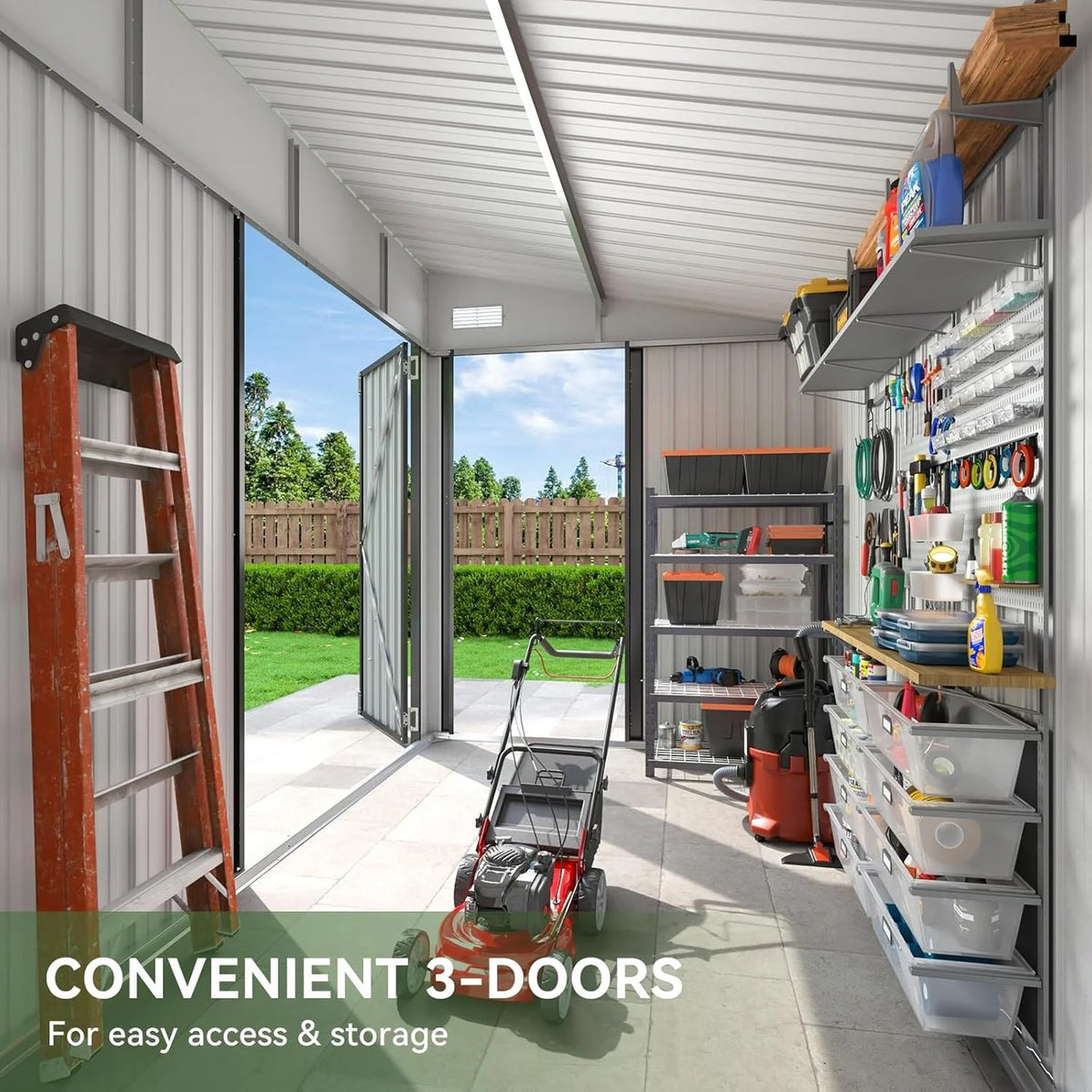 Nordivale Triple Door Metal Storage Shed With Secure Locks