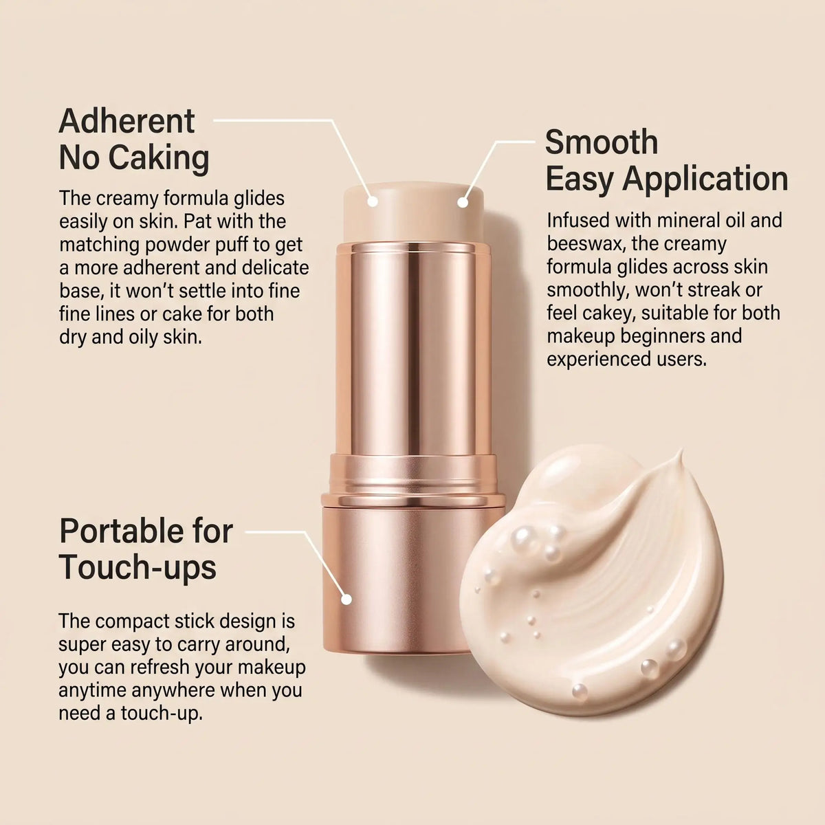 Zephoco Concealer Foundation Stick Full Coverage Silky Texture Lightweight Waterproof Brightening Moisturizing Base Even Skin Tone Makeup