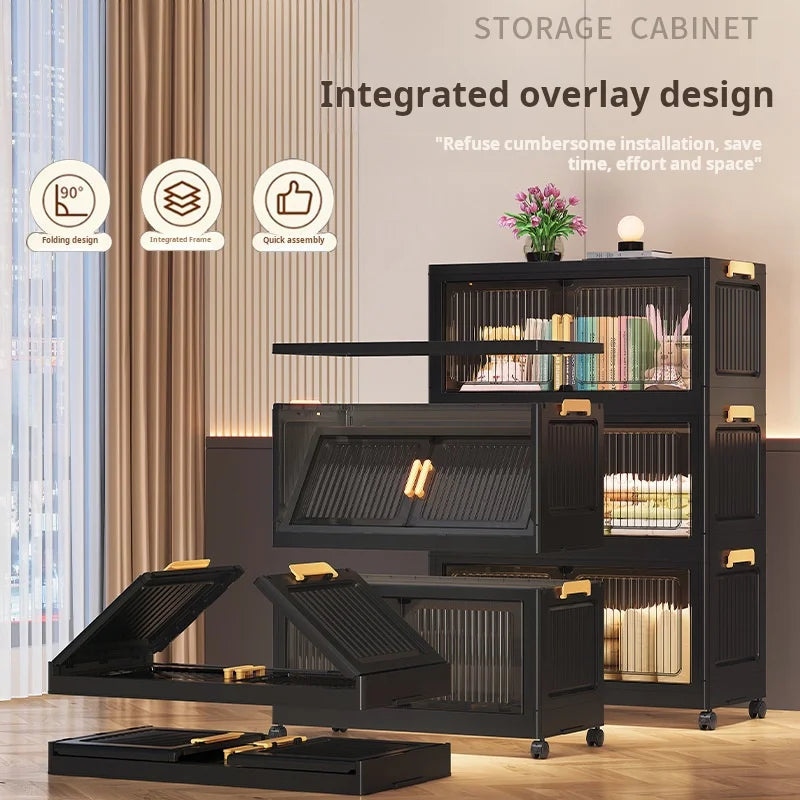 Onenoble Foldable Plastic Storage Cabinet With Transparent Door