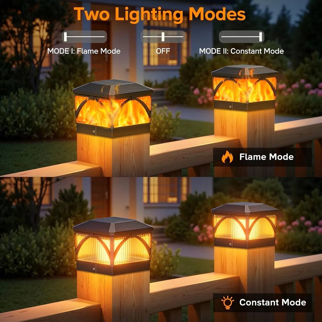 Kpstek Automatic Solar Fence Pillar Light Waterproof Villa Gate Lamp