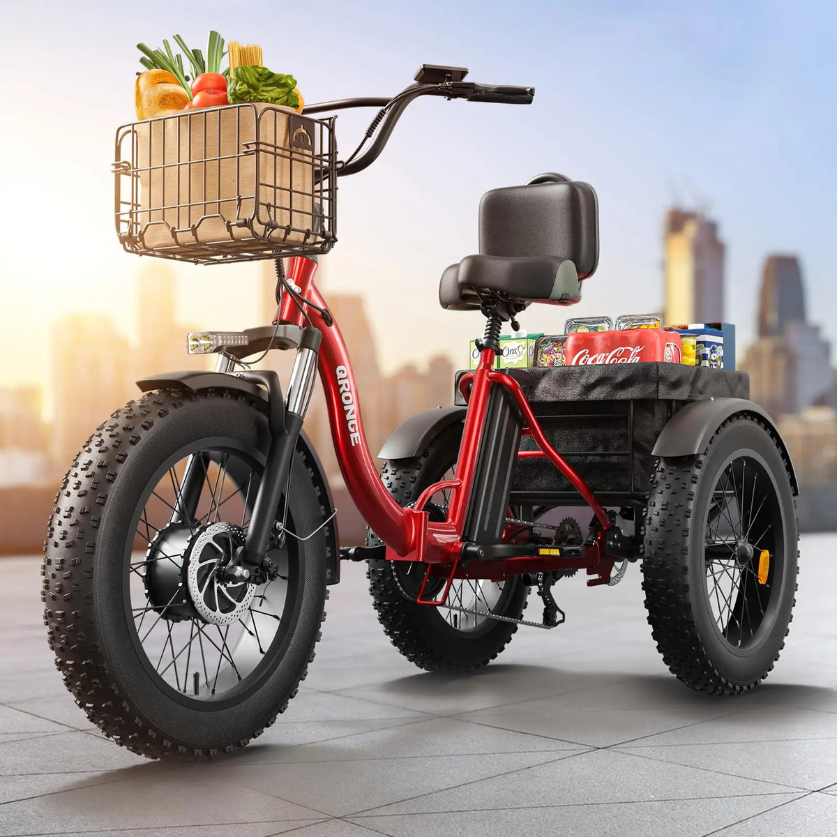 Qronge 1200W Electric Trike For Adults With Large Fat Tires