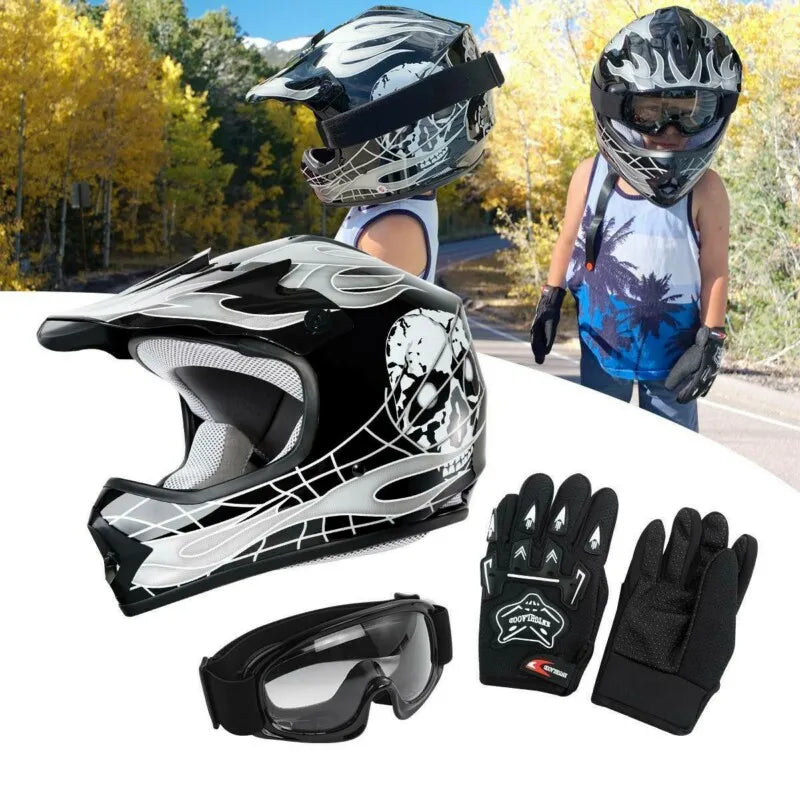 TCMT DOT Youth Full Face Motorcycle Helmet Offroad Street Gear