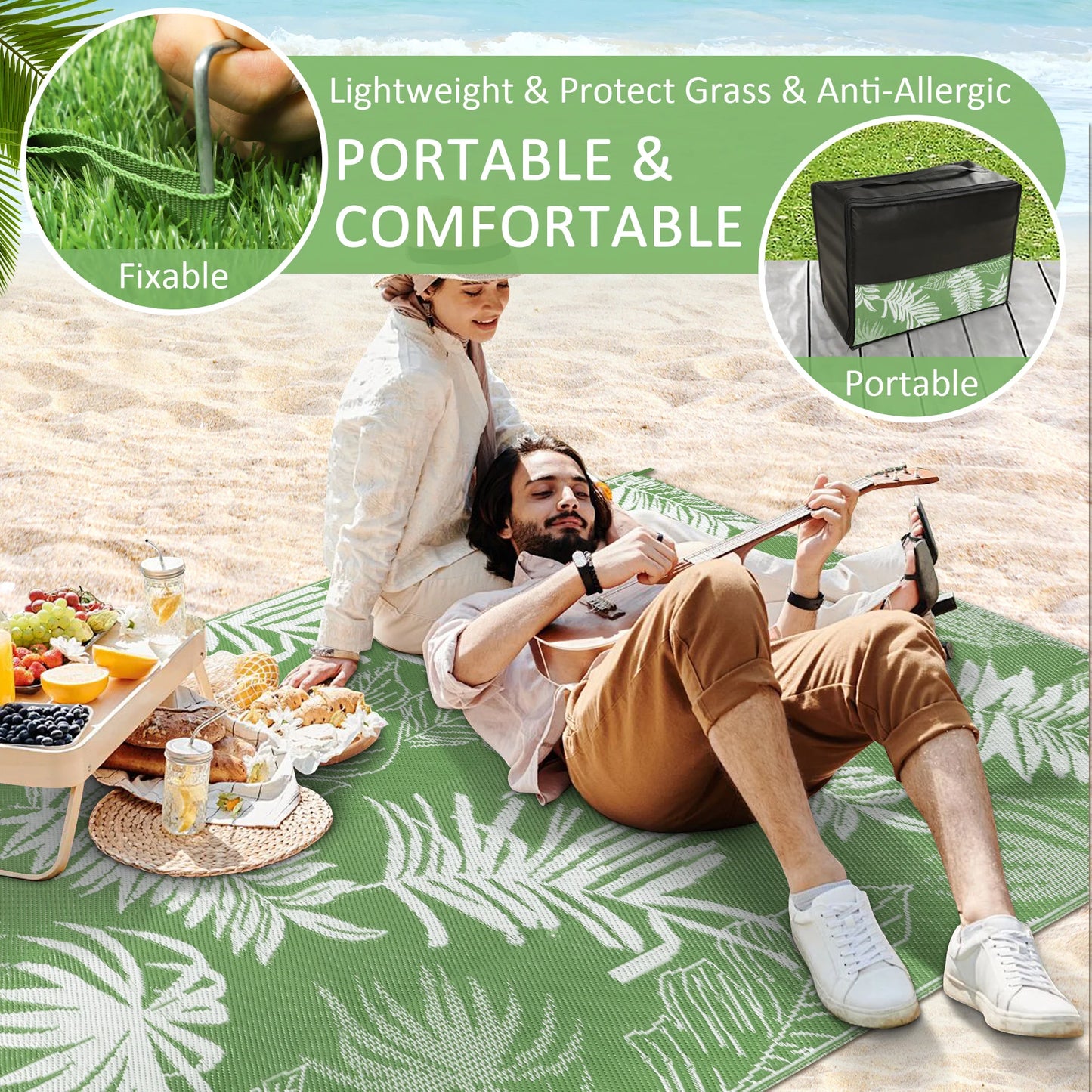 Outdoor Waterproof Rug Recycled Plastic Straw Patio