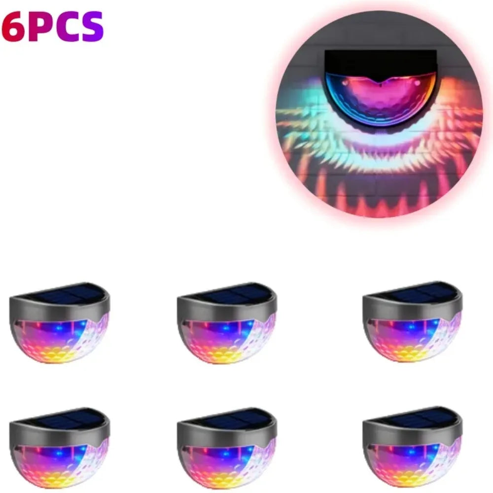 6 Pack Solar Powered RGB Fence And Deck Lights Waterproof