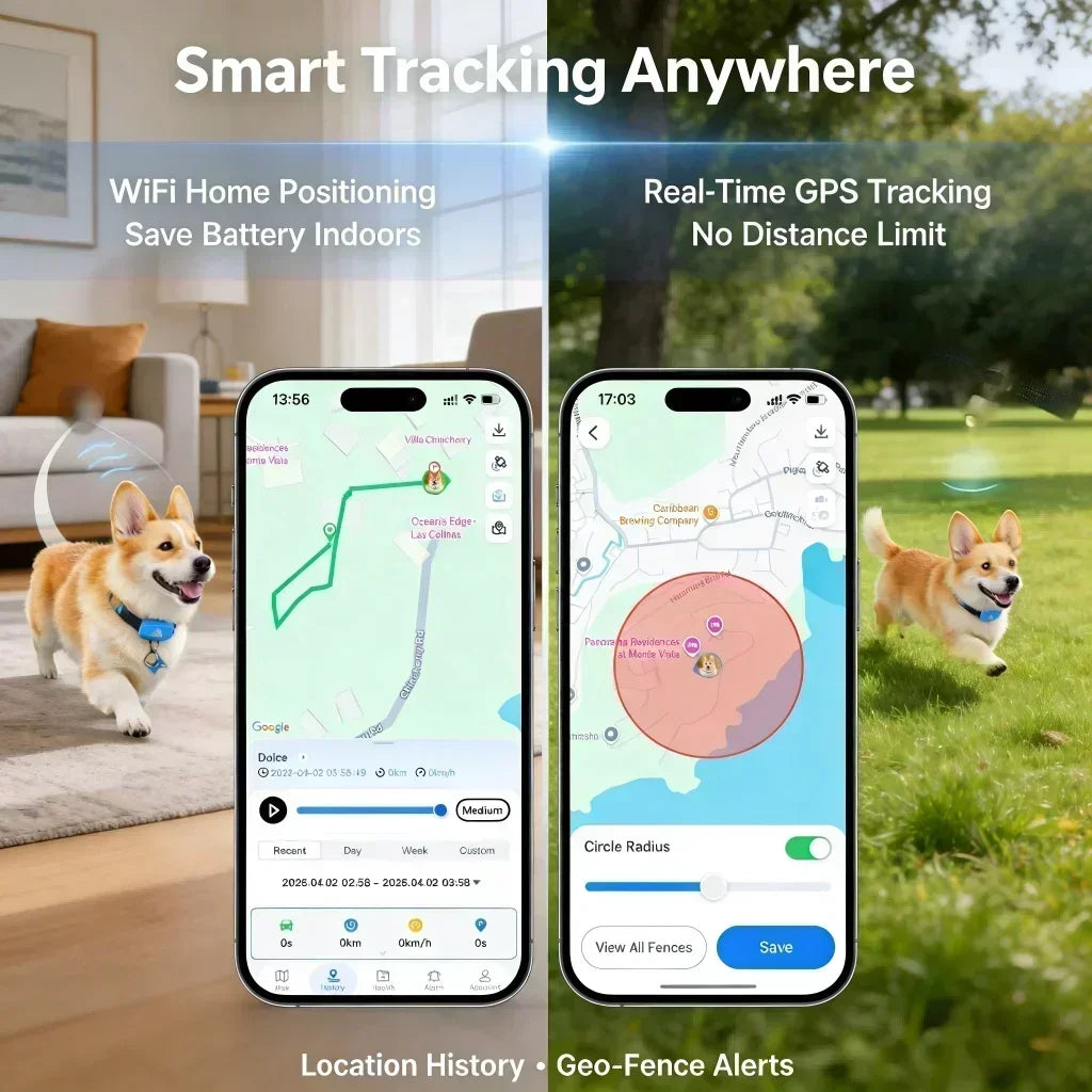 WANWAYTECH GPS Pet Tracker 4G Dogs Cats Real Time Tracking