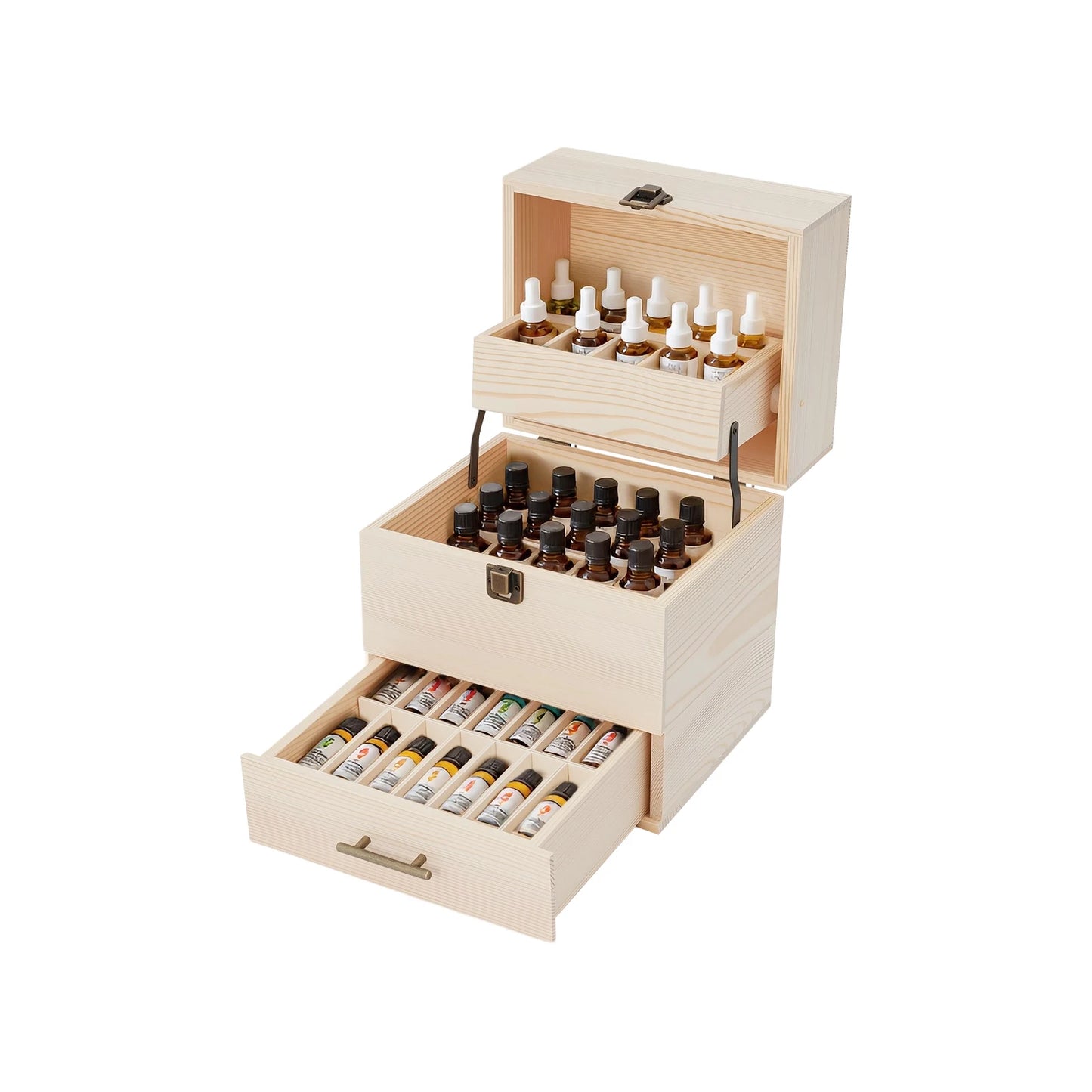 Wooden Essential Oil Storage Box With Locking Drawer Modern Design