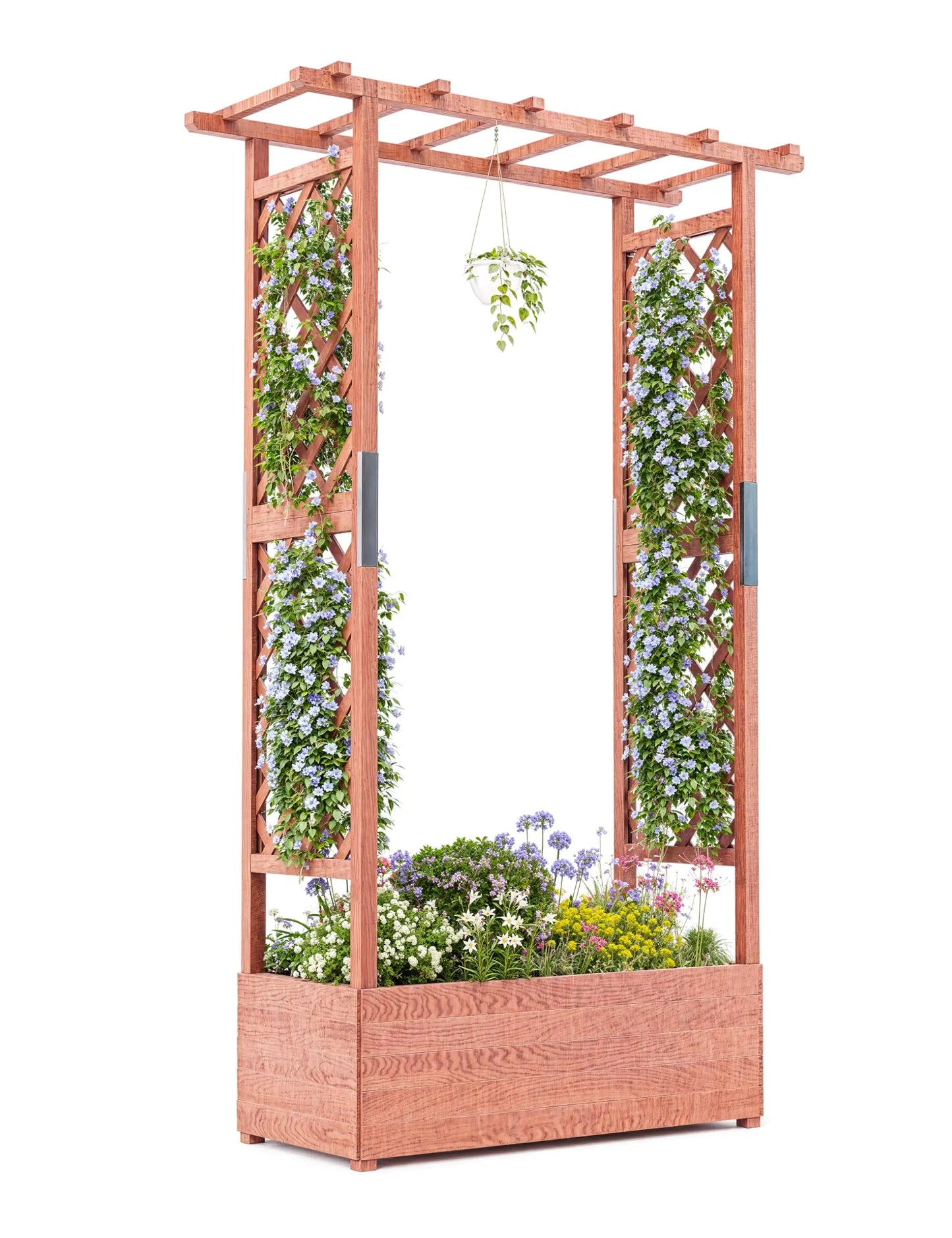 HiMISS Wooden Raised Garden Bed With Arched Trellis Planter