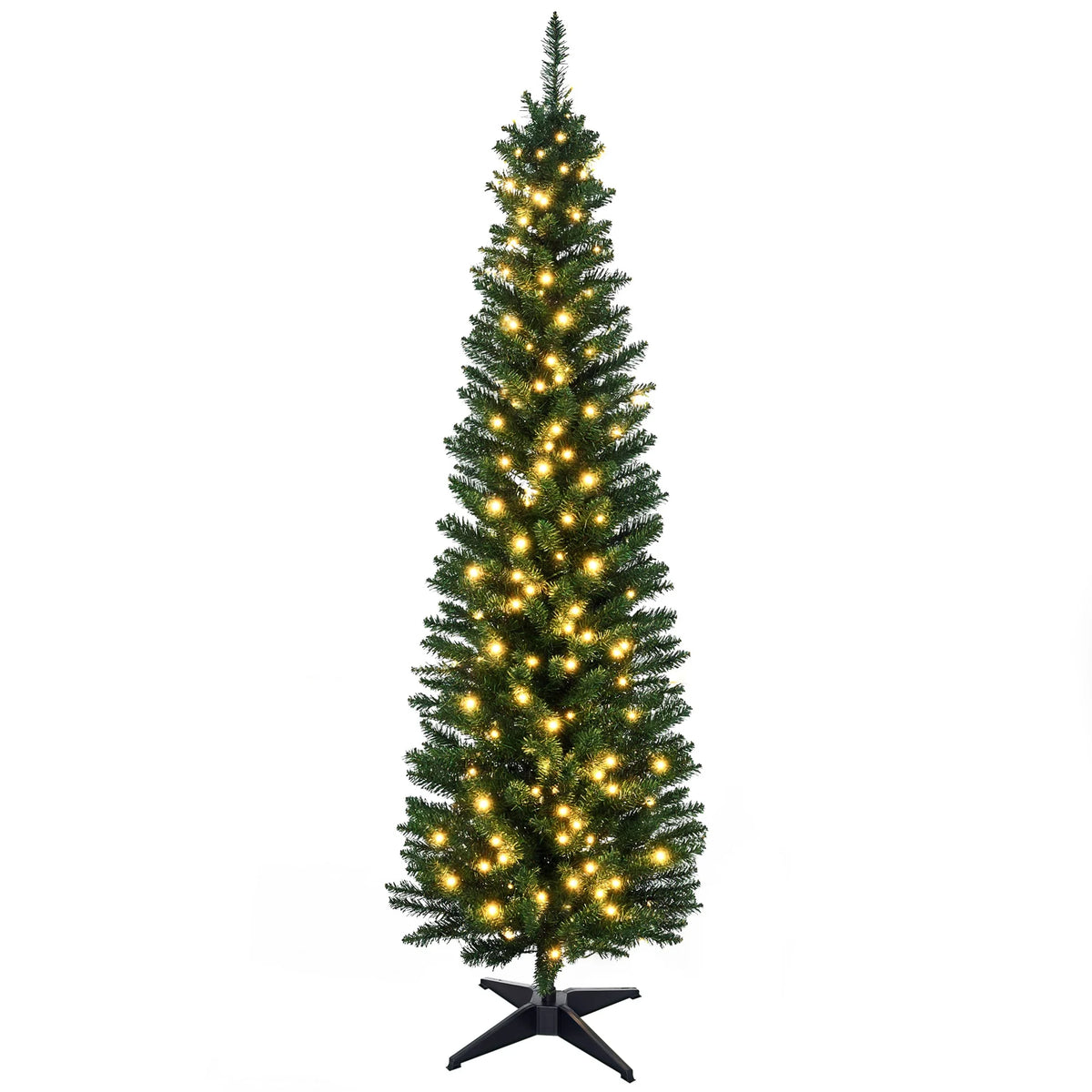 HOMCOM Pre Lit Slim Artificial Christmas Tree With Warm White LEDs