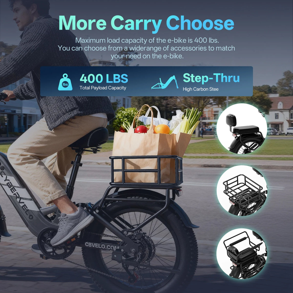 Cybervelo Step Thru Commuter Electric Bike 1500 Watt Long Range