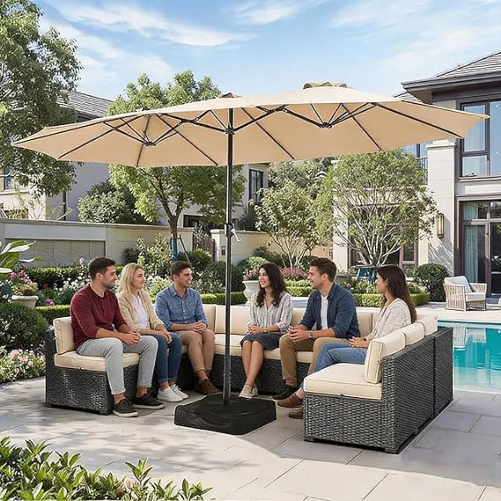 Patio Umbrella With Base Included Crank Handle For Outdoor Use