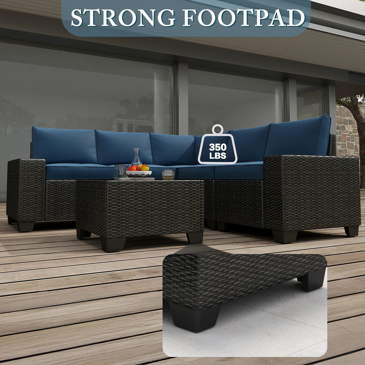 Outdoor Wicker Patio Sofa Set With Waterproof Seating for Gardens