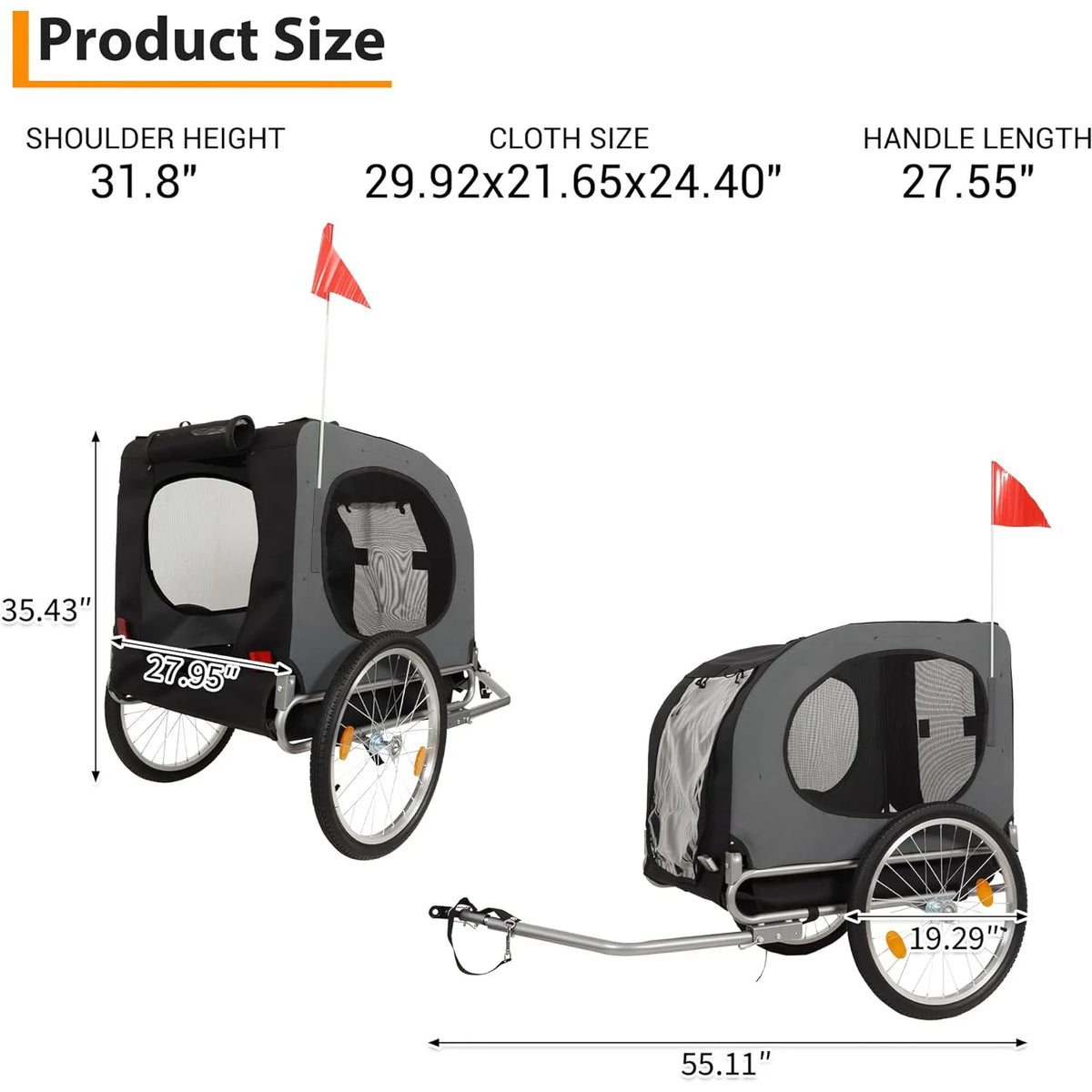 HiMISS Dog Bike Trailer Jogging Stroller Collapsible Ventilated Waterproof