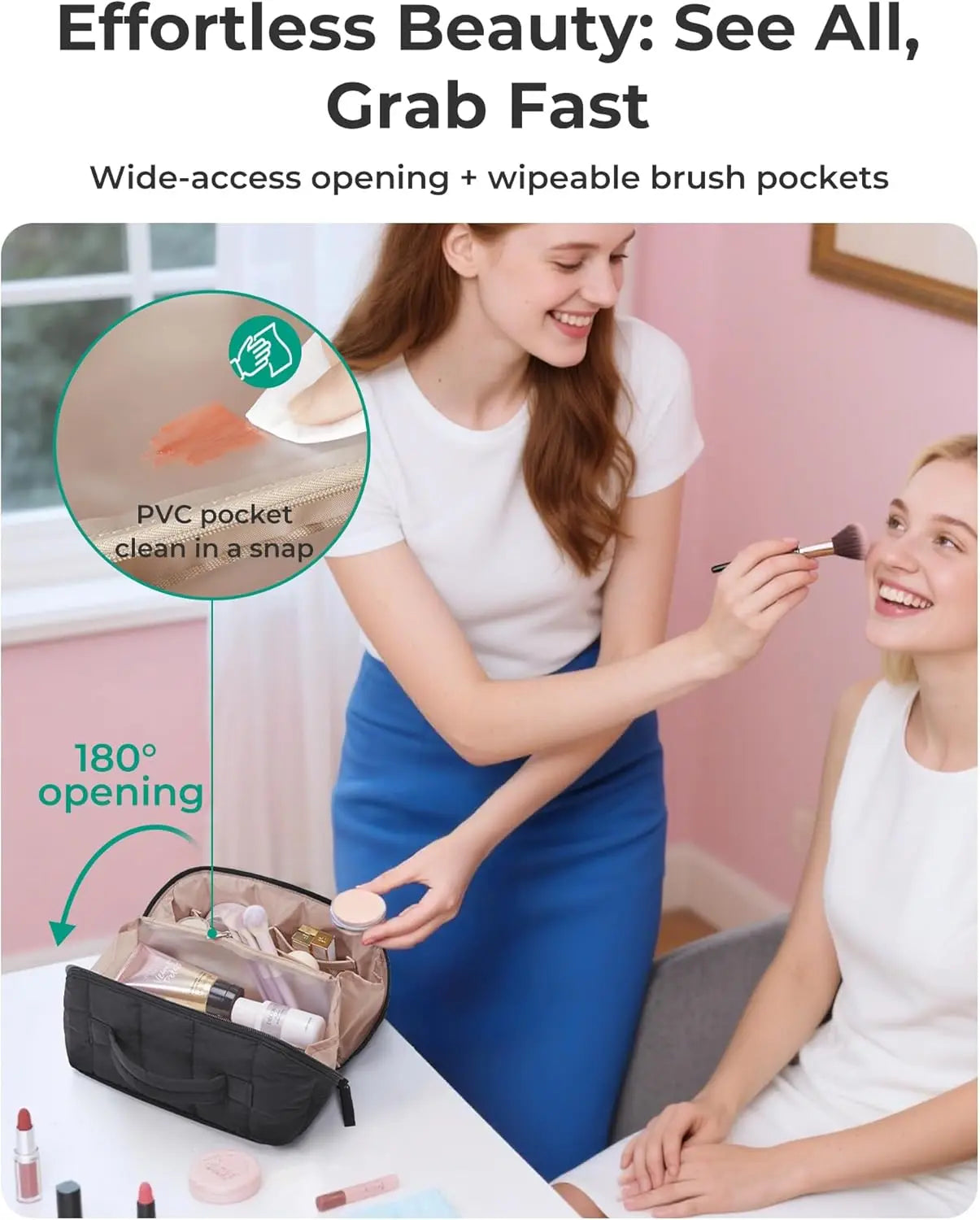 Travel Makeup Bag For Women Portable Water Resistant Cosmetic Case