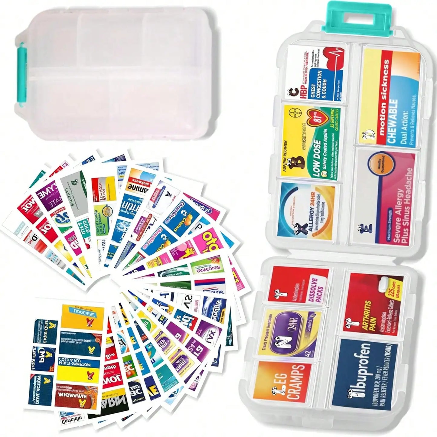 Portable 7 Day Pill Organizer With 161 Medicine Labels
