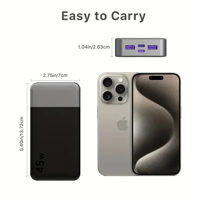 JUOVI Fast Charging Power Bank 45W Portable Charger With LED Display