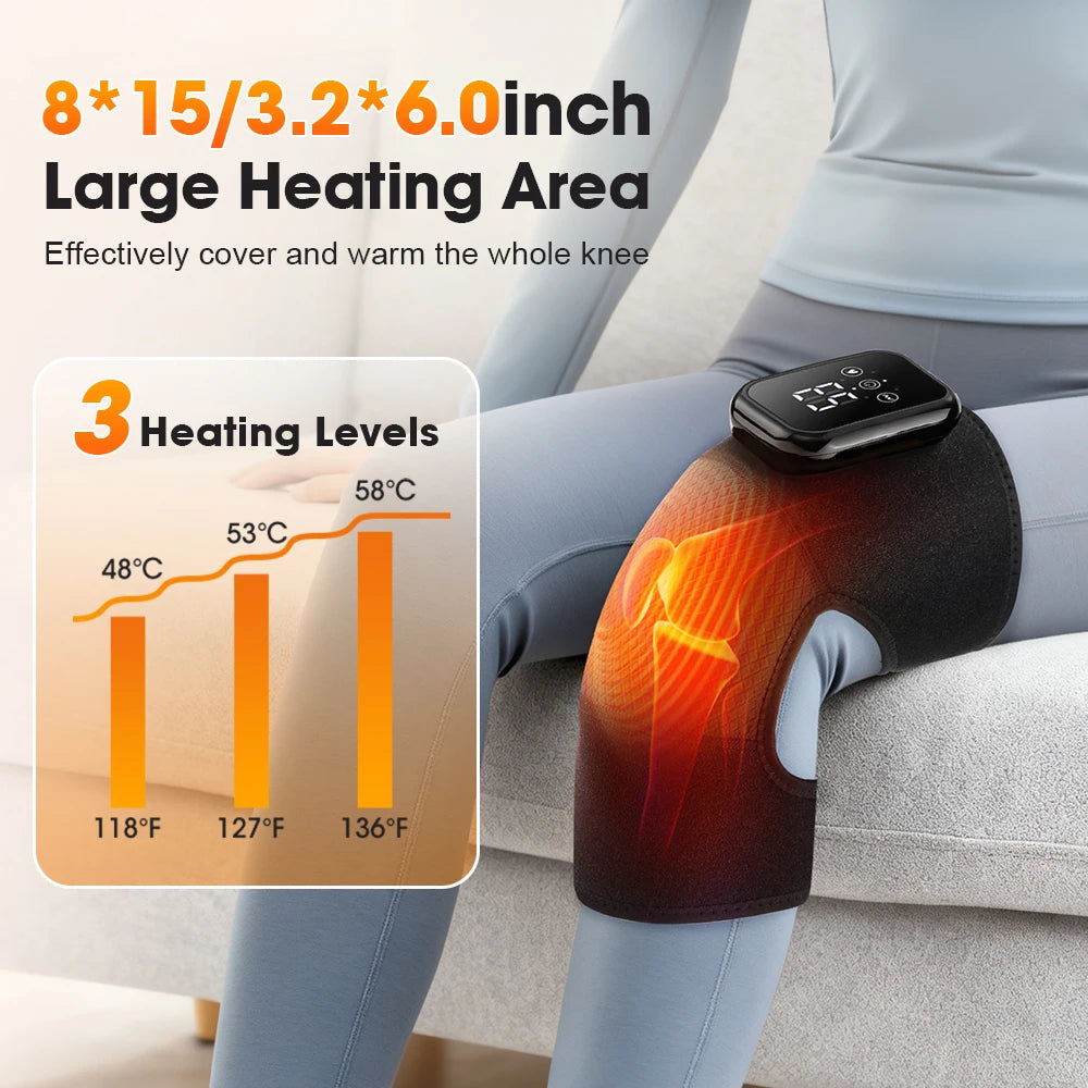 AFDEAL Electric Heated Knee Massage Pad With 3 Level Hot Compress