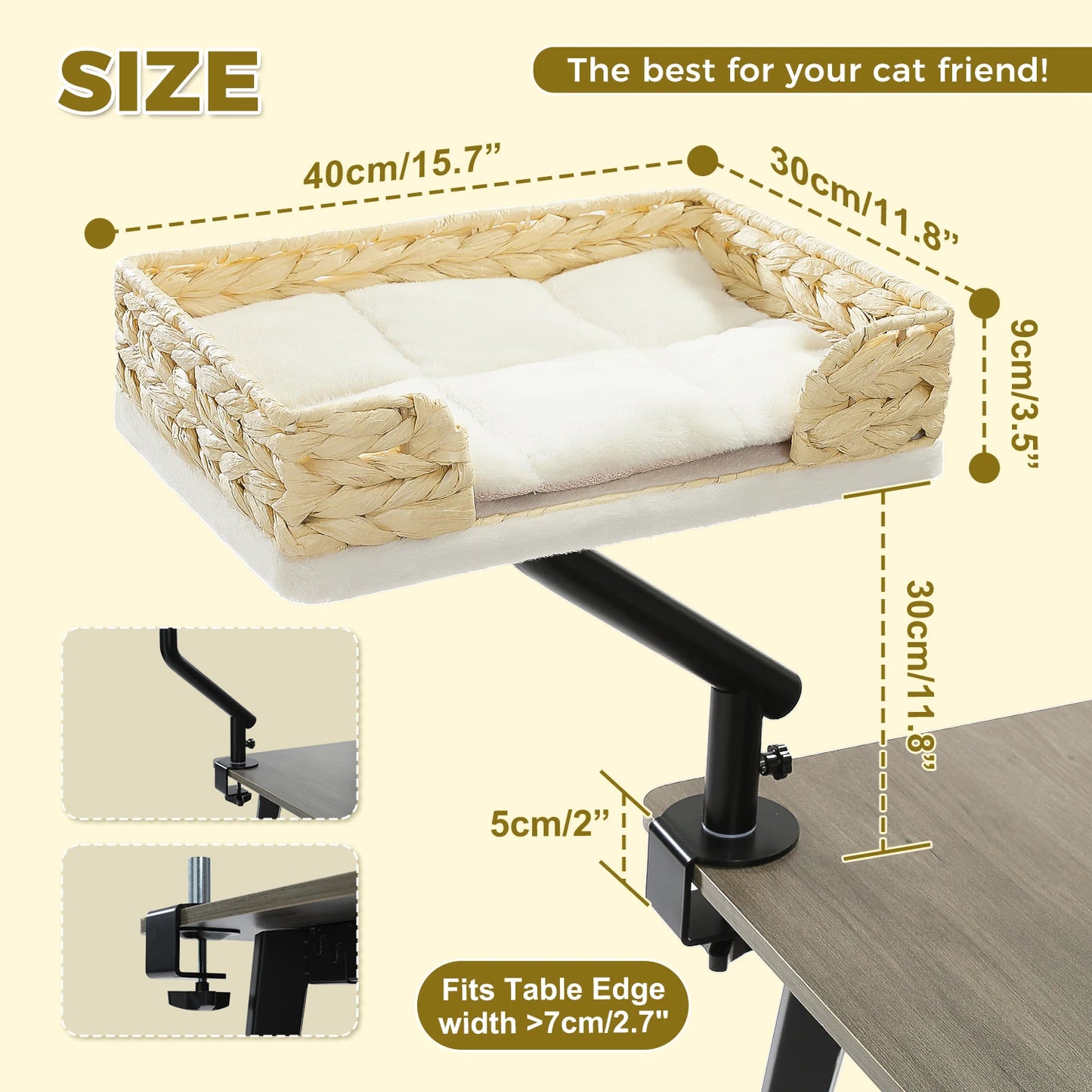 PAWZ Road Rotatable Cat Desk Bed With Adjustable Plush Hammock