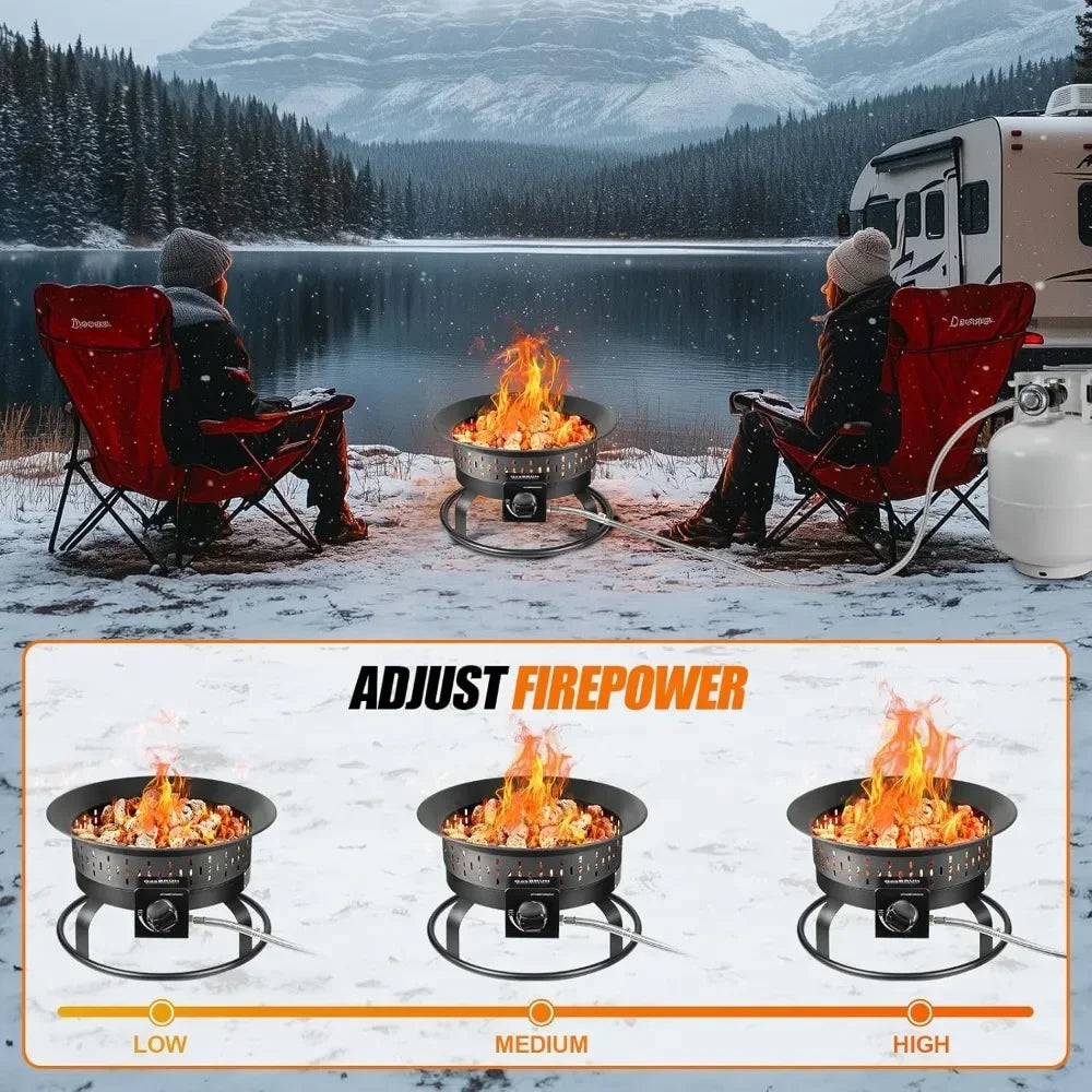 Outdoor Propane Fire Pit With Grill And Carry Handle 60000BTU