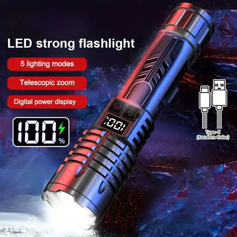 Skywolfeye Waterproof Tactical Flashlight 5 Modes Rechargeable Outdoor