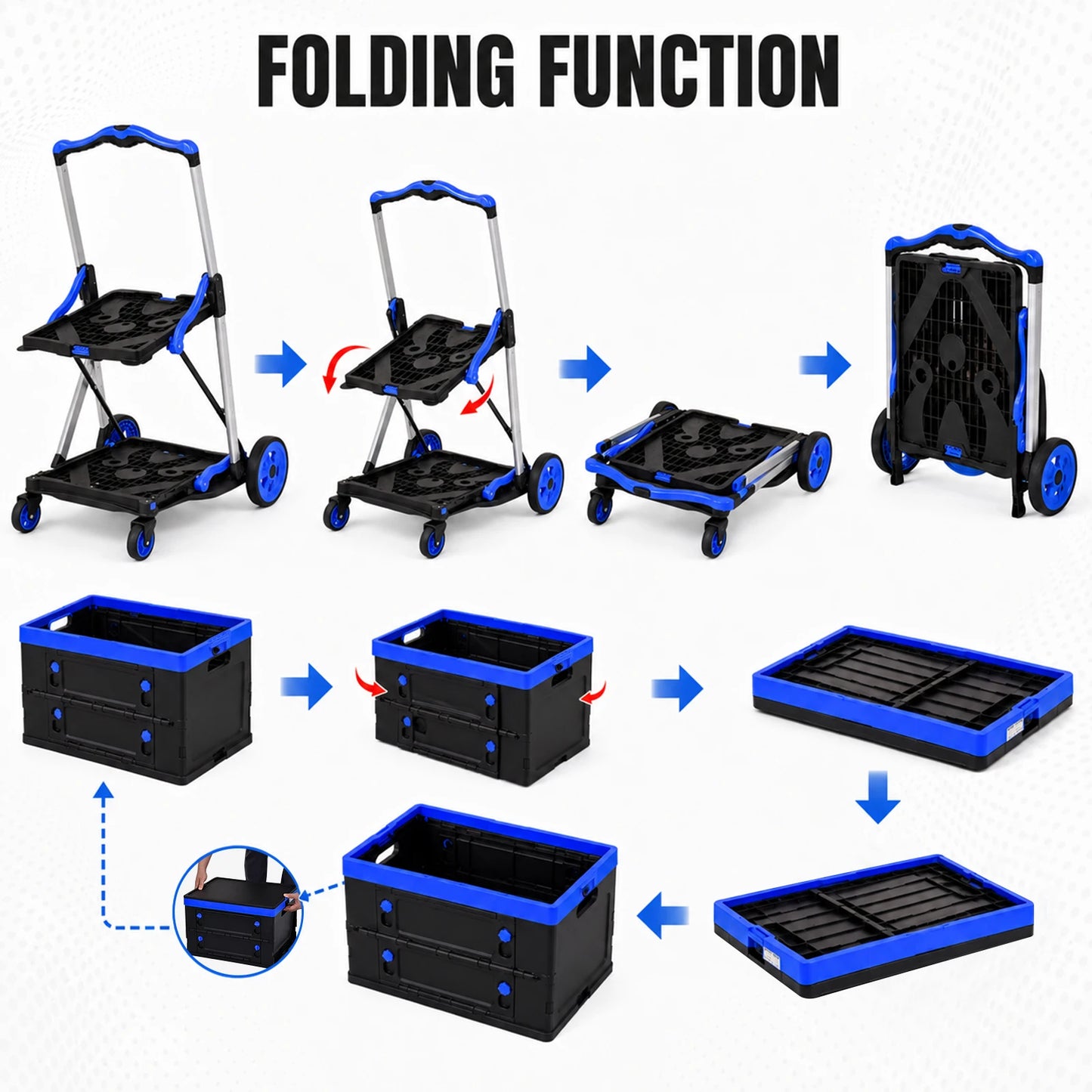 Heavy Duty Foldable Utility Shopping Cart With Swivel Wheels