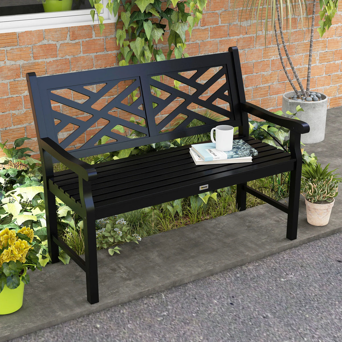 Outsunny Outdoor Garden Bench With Slatted Seat And Backrest