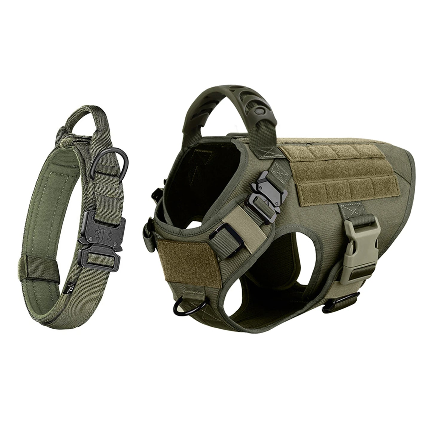 Adjustable Nylon Tactical Dog Harness And Collar Combo For All Sizes