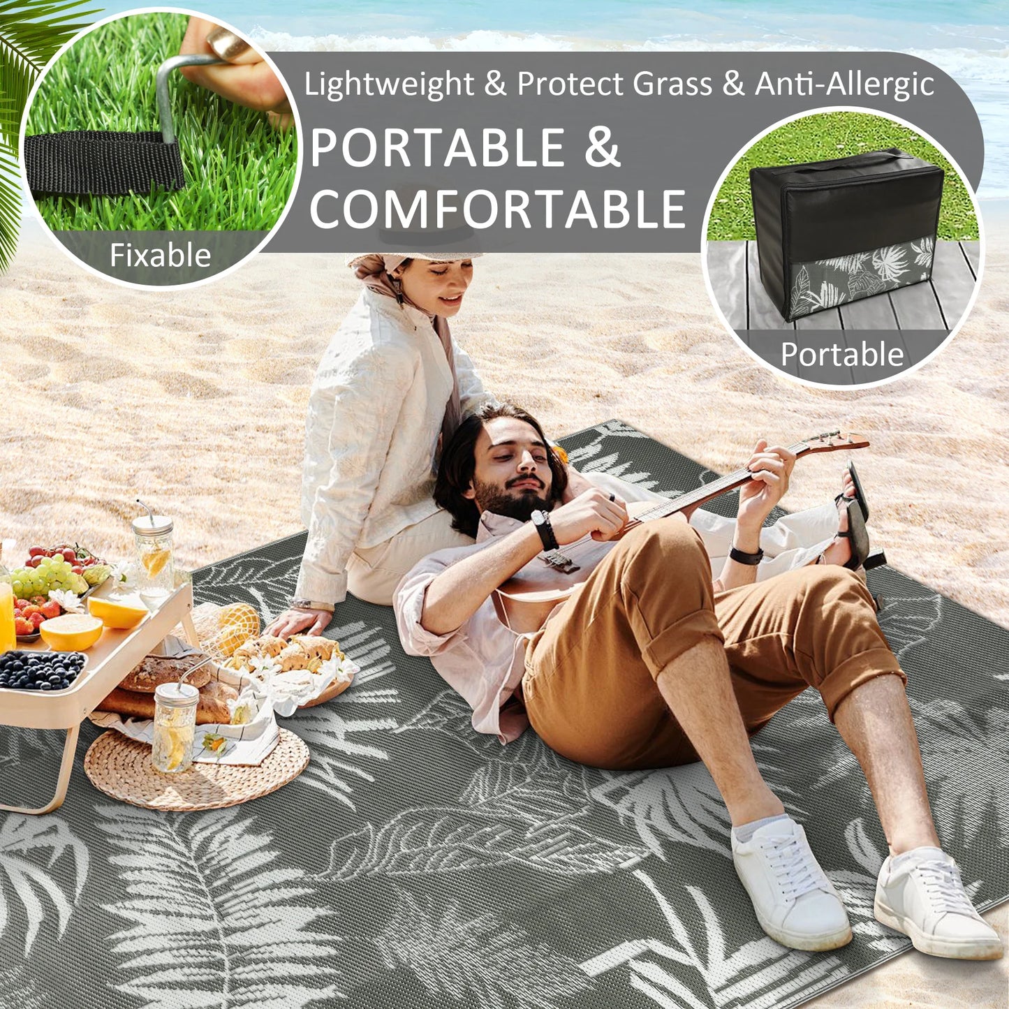 Outdoor Waterproof Rug Recycled Plastic Straw Patio