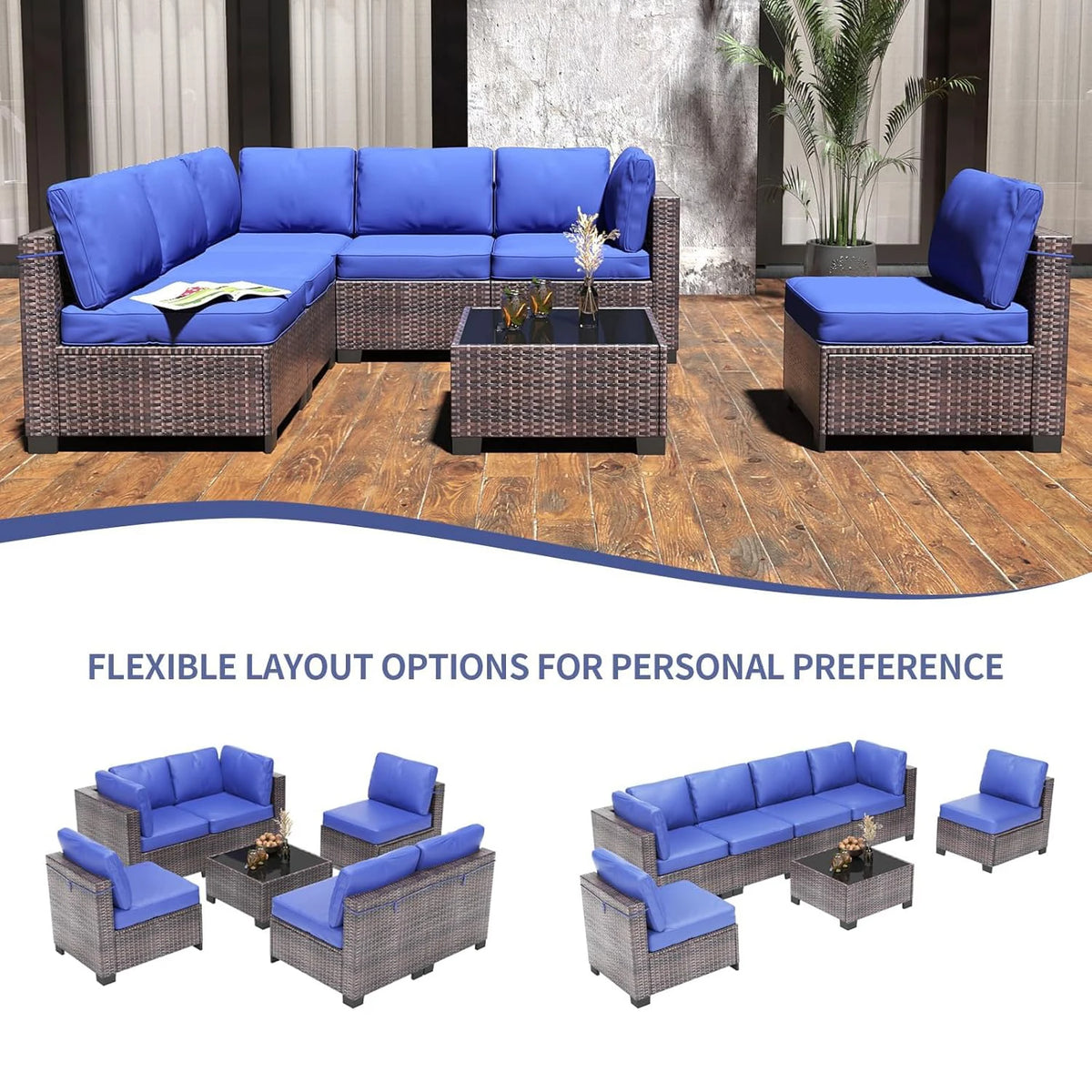HiMISS Modular Outdoor Rattan Sectional Sofa Set For Garden Patios
