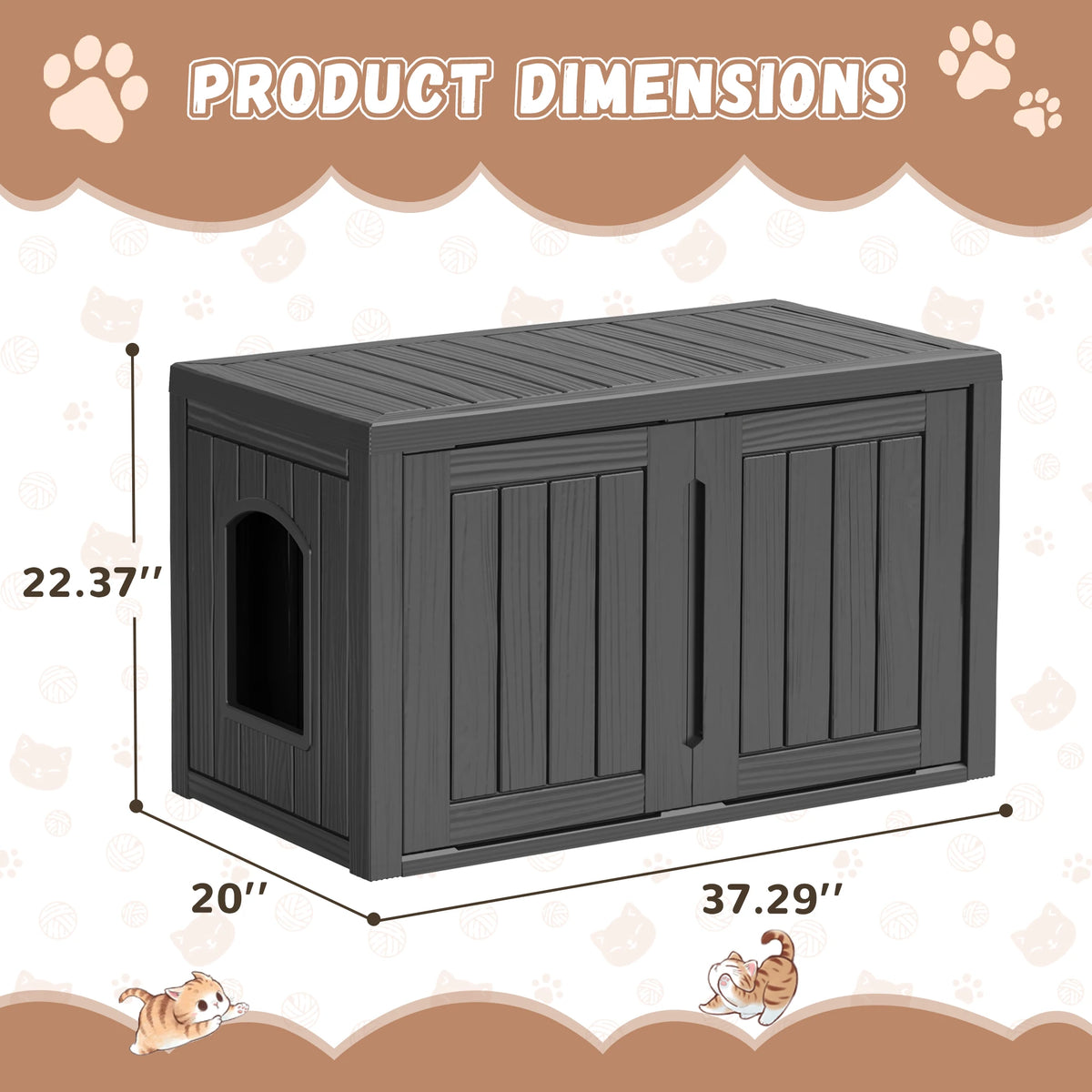 Hidden Resin Cat House With Double Doors And Lounge Top