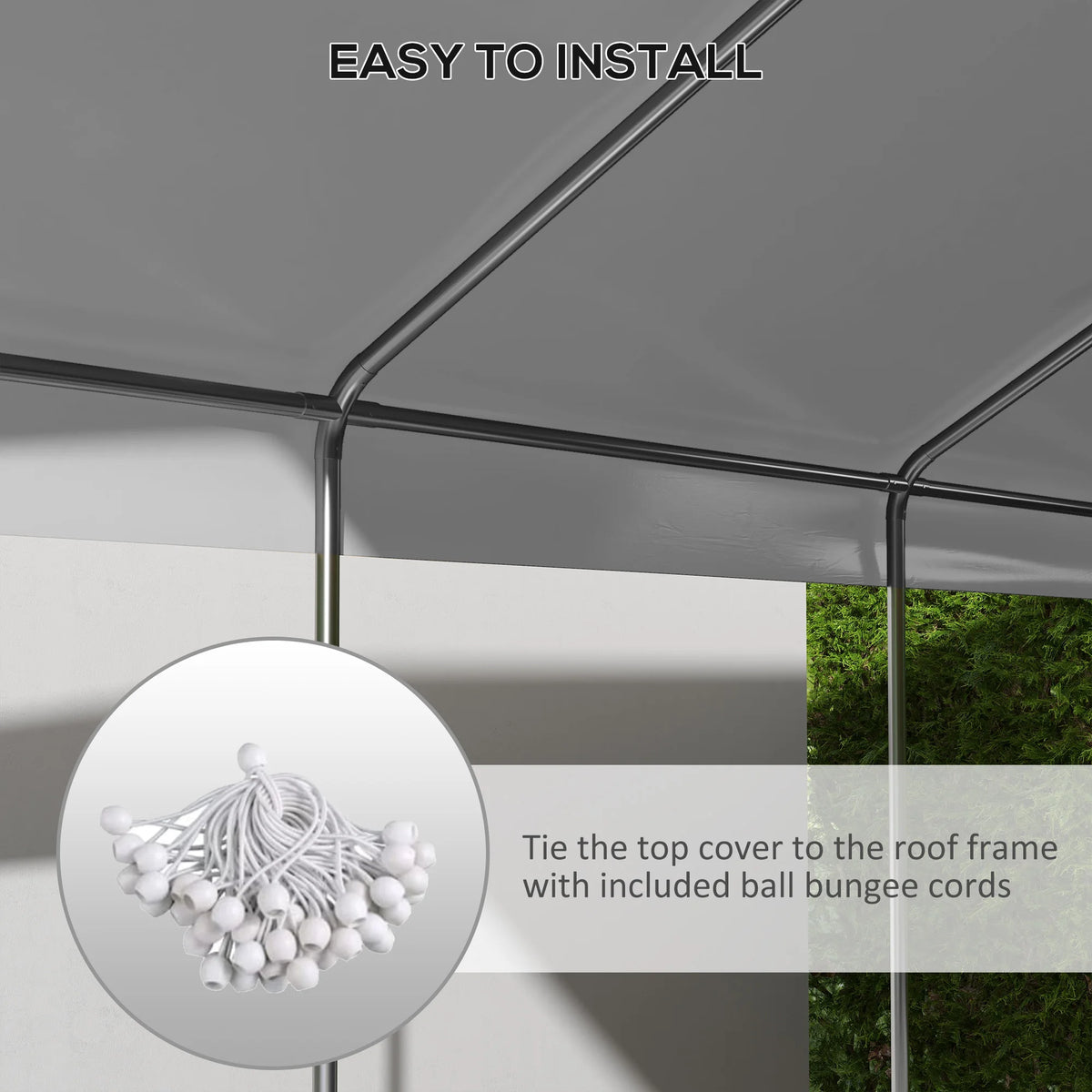 Outsunny Carport Canopy Replacement Cover With Bungee Cords