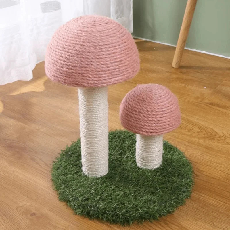Sturdy Twin Mushroom Cat Climbing Frame With Scratching Platforms