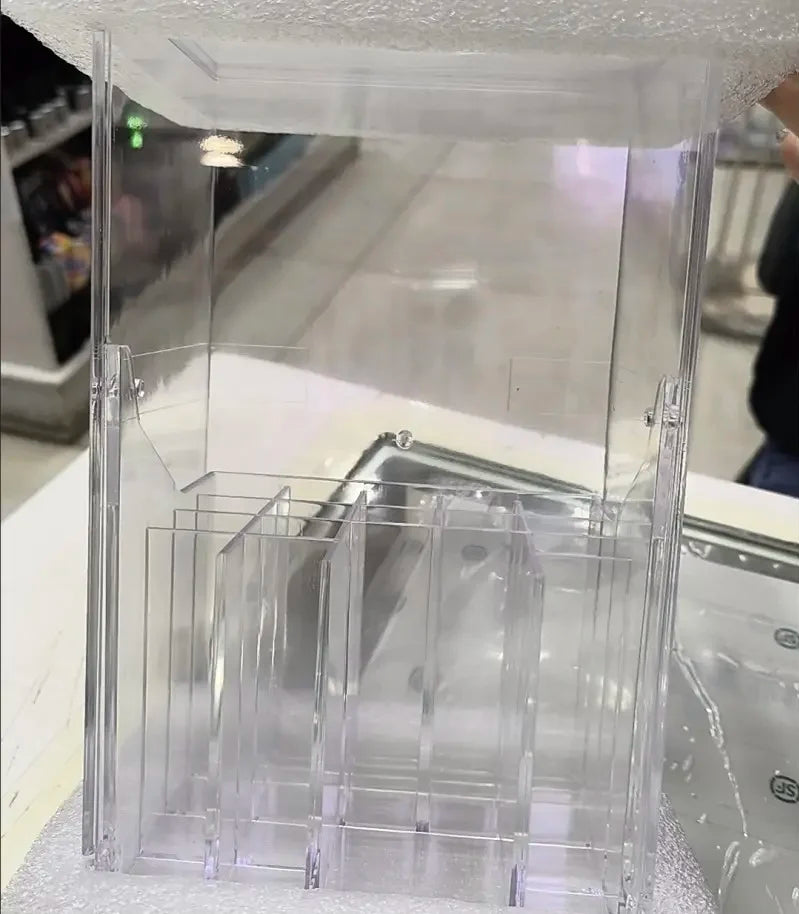 Clear Acrylic 17-Slot Makeup Brush Holder With Tilt Open Lid