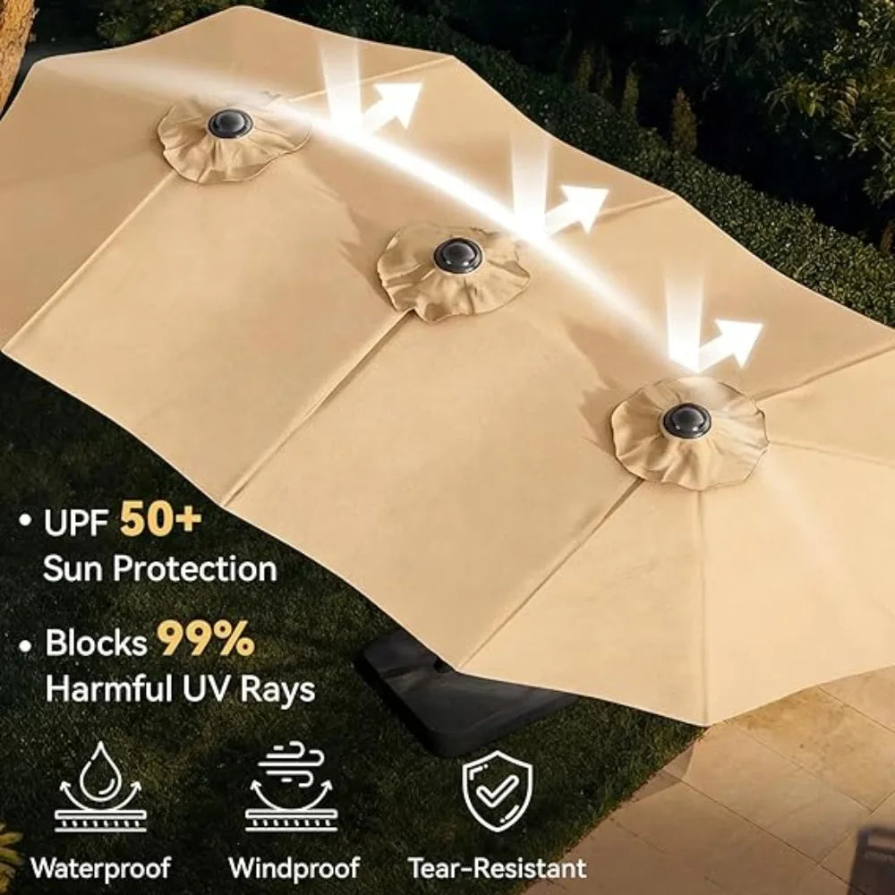 Patio Umbrella With Base Included Crank Handle For Outdoor Use