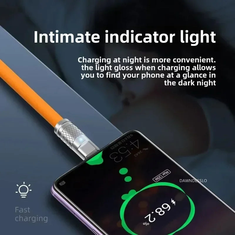 120W 7A USB-C To USB-C Fast Charge Cable Type-C Silicone