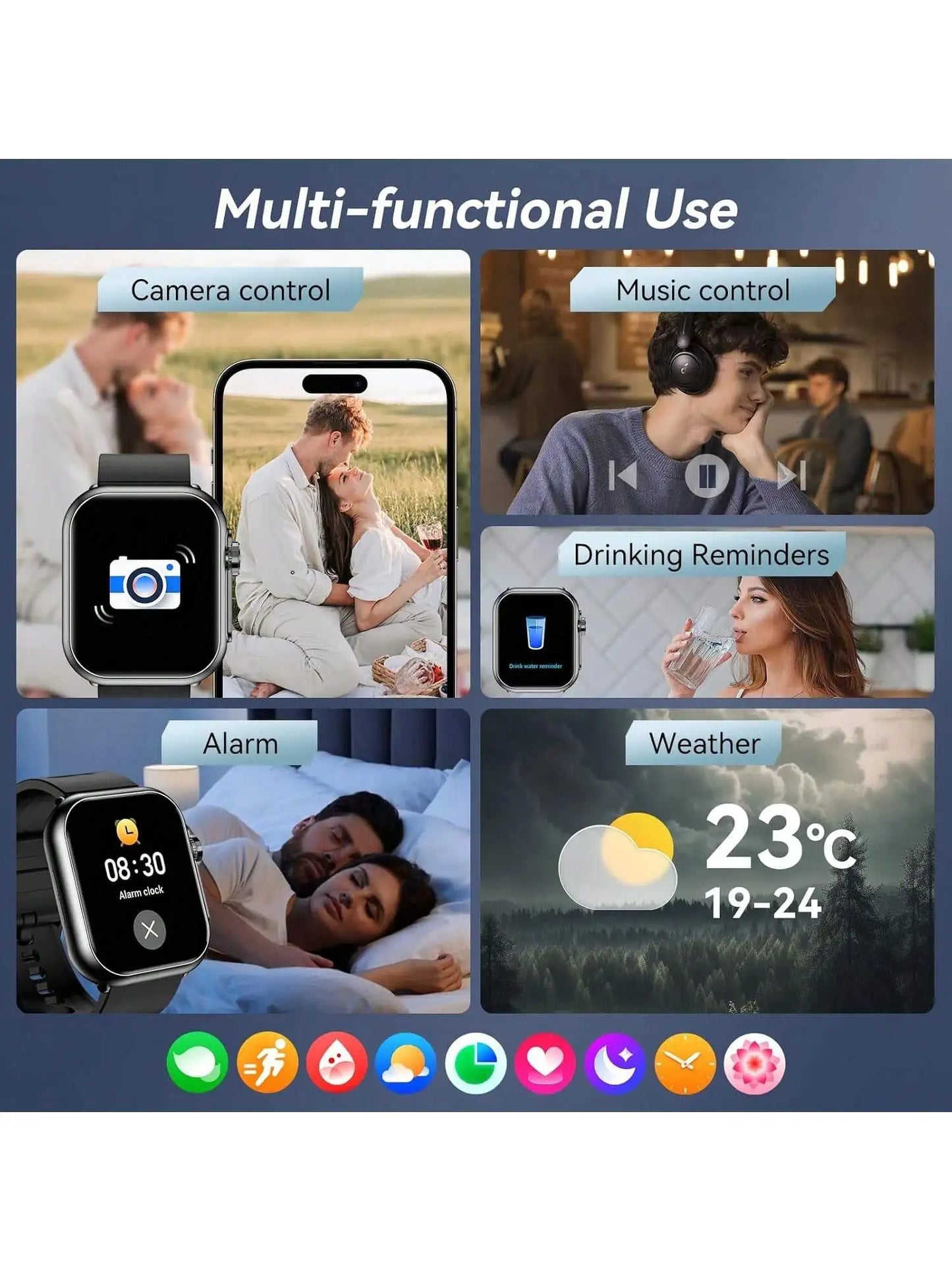 Smartwatch With Case And 7 Watch Bands Bluetooth Calling