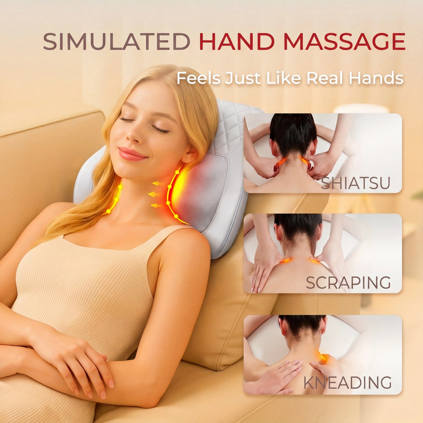 HIMOUTA Neck And Back Massager With Heat 3D Kneading Pillow