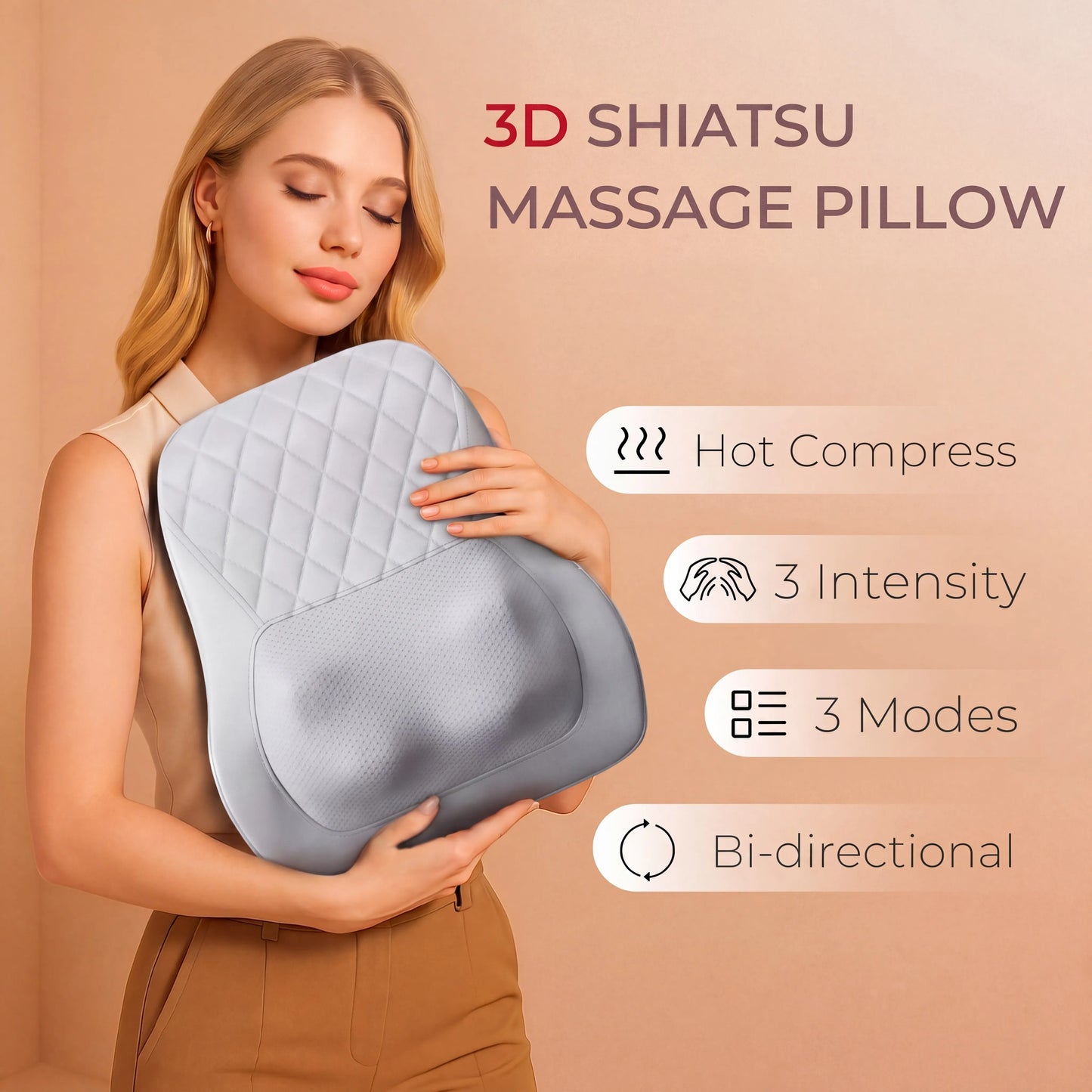 HIMOUTA Neck And Back Massager With Heat 3D Kneading Pillow